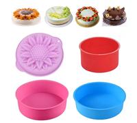 Moules de cuisson et de gâteau ronds en silicone avec motif tournesol, moule à gâteau rond en silicone anti-adhésif réutilisable pour gâteau en couches 10,3/20,24 cm, multicolore