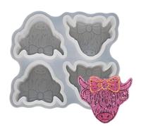 Moules de fraîcheur de voiture 4 en 1 moules à bougies en forme vache en Silicone flexibles pour Halloween résine perles