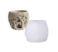 Moules de jardinière en Silicone créatifs, pour la fabrication de projets en résine, avec un design de maison d ' arbre mystique et de petits supports, moule de jardinière en béton