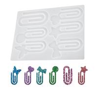 Moules de marque-page pour moulage de résine, ensemble de moules en silicone avec clip de page - Outil flexible et facile à démouler - Accessoire de projet créatif personnalisé - Pour adolescents