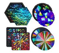 Moules De Montagnes Russes Holographiques Pour La Résine - Moules De Montagnes Rond À Hexagone | De Silicone Multifonctionnels Pour Boisson Bricolage | Inserts De Porte-gobelet De Voiture | Art