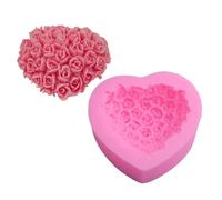 Moules de moulage en résine, moule en silicone 3D en forme de rose en forme de cœur, texte « I Love You » pour fondant, gelée, chocolat, décoration de gâteau, outils de cuisson, moule en argile et