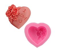 Moules de moulage en résine, moule en silicone 3D en forme de rose en forme de cœur, texte « I Love You » pour fondant, gelée, chocolat, décoration de gâteau, outils de cuisson, moule en argile et