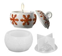 Moules de Noël en silicone avec couvercle | Moule pour conteneur de bonbons de Noël avec motif de flocon de neige | Moule réutilisable pour travaux manuels, bougeoir, boîte à bijoux