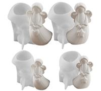 Moules de Noël en silicone, lot de 4 moules en silicone en forme d'ange, Noël en forme d'ange 3D mignons, plâtre à faire soi-même pour la maison, les vacances, décoration table pour les