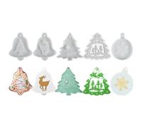 Moules de Noël en silicone - Moule réutilisable en résine et béton, breloque multifonction pour plâtre, cire, fondant, argile, accessoires artisanaux, pour cuisine, cheminées, bar, vacances, Halloween