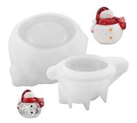 Moules de noël en Silicone, pot de bonhomme neige avec couvercle, moules en résine noël mignons pour bougeoir à faire soi-même, récipient à bijoux, décoration maison, décoration vacances