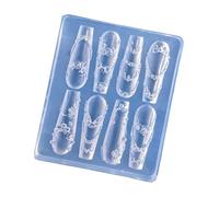 Moules De Ongles En Silicone Transparent Pour Décorations Cadre Outil Gabarit Réutilisable Élastique Avec Motifs Sculptés Complexes.