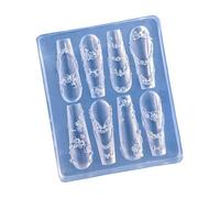 Moules De Ongles En Silicone Transparent Pour Décorations Cadre Outil Gabarit Réutilisable Élastique Avec Motifs Sculptés Complexes.