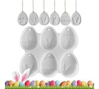 Moules de Pâques en silicone, moules à oeufs de Pâques | Décoration d'oeufs de Pâques avec motif de lapin mignon | Moules en plâtre de Pâques pour fusion, œufs de Pâques suspendus, résistants à