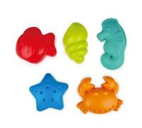 Hape - Moule Sable Thèmes Animaux Marins - Construction de Château de Sable Enfant & Bac À Sable - Set Jouet de Plage 5 Pièces Multicolores - Plastique Durable de Haute Qualité - Dès 18 Mois