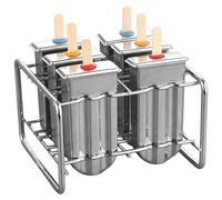 Moules de popsicle en acier inoxydable 6 pcs Ensemble de 2x1x4 pouces moules de popsicle de qualité alimentaire avec support de couvercle de bâtons, ensemble de moisissures de fabricant de popsicle