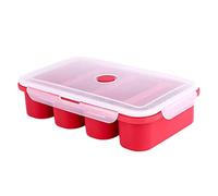 Moules de récipient de congélation d'aliments cube soupe en silicone avec couvercle 4 cubes pour repas en sauce rouge ...