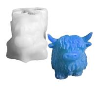 Moules de résine animale, moule de silicone de vache Highland de qualité alimentaire pour figurines, 2,64x3,35x2,6 pouces gâteau, gelée, bonbons, savon, bougie, gommeux, artisanat de cire, pâtisse
