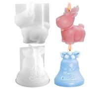 Moules de silicone de Noël 2pcs 3D Rendeer & Moules résine Noël Bell Moule résine coulant bricolage pour faire la bougie bougie d'aromathérapie cire