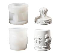 Moules de tasse de bougie en silicone de cheval rotatif pour la fabrication de pots de stockage de bijoux de savons de bougie faits à la main et le moulage d ' élastomère de libération artisanale de