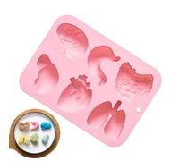 Moules d'orgue en silicone, moules en silicone grandes formes orgue | Cerveau Cœur Foie Intestin Long Estomac Bonbons Moule | Moule à gâteau d'Halloween avec 6 cavités pour gâteau fondant , bonbons