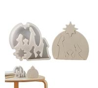 Moules d'ornement d'argile de Nativité | Forme de décoration de scène de Nativité - Moule en silicone Nativité Manger Moule en silicone pour décoration intérieure en résine