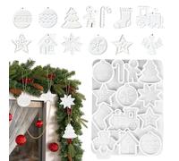 Moules d'Ornement de Noël Gabarit Réutilisable de Breloques Pendentifs | Moule Silicone Sapin De Noël Avec Trou Coulage Argile Plâtre Noël Loisirs Créatifs Souvenir