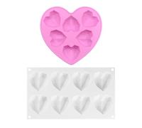 Moules En Forme De Cœur En Silicone Pour Gâteau À Dessert, Bricolage, Gelée De Savon, Ustensiles De Cuisine, 2 Pièces