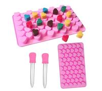 Moules en forme de cœur pour bonbons en silicone, 55 cavités DIY avec compte-gouttes | Mini moules en forme de cœur en silicone pour la Saint-Valentin | Pour décorer des cupcakes et faire du chocolat