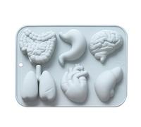 Moules en forme d'organe - Moules en silicone, Moule à gâteau coeur cerveau, Moules en silicone Grands moules Organes | Moule à four 6 cavités pour chocolat, fondant, gâteau, décoration