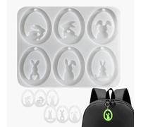 Moules en forme d'œufs de Pâques, moule à breloques en forme de lapin de Pâques, 20 x 18 cm, moule à 6 cavités pour pendentif en forme d'œuf, moule en plâtre époxy compact, décorations artisanales