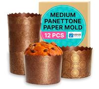 Moules en papier pour pain de Pâques de 12 oz Kulich |12 pièces| Moules pour pain de Pâques Paska - Moules en papier pour panettone anti-adhésifs Moules de cuisson en papier pour panettone Design brun
