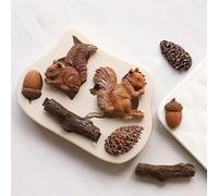 Moules en résine, 10 x 6,9 x 1,5 cm, motif écureuil, décoration de gâteau, caramel, biscuits, moule à chocolat, moule série animaux de la forêt