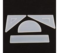 Moules en résine 4 en 1 multifonction avec règle droite/carrée/triangulaire et rapporteur pour la fabrication de bijoux, fournitures d'artisanat, artistes, étudiants