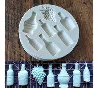 Moules en résine, 7,5 x 7,5 cm, en forme de bouteille de vin, moule en silicone, moule à fondant, moule de cuisine, décoration de gâteau, biscuits, gomme, chocolat, argile plâtre