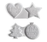 Moules en résine de noël-moule de moulage de pendentif en forme de cœur, moule en béton de d'argile de vacances, breloque en silicone antiadhésive, finition élégante à dégagement facile, outils d