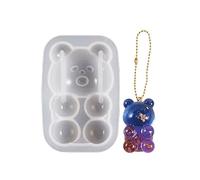 Moules en résine de silicone brillante semi-dimensionnelle ours porte-clés pendentifs ornements bijoux époxy moules artisanat moules