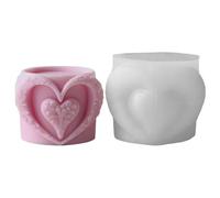 Moules en résine de silicone en forme de cœur - Moule en silicone pour tasses à thé - Moule en silicone pour pots de fleurs - Moule en silicone en forme de cœur d'amour pour moulage de bougies en