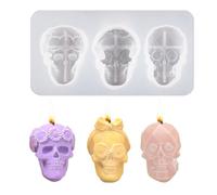 Moules en résine de tête de mort 3D - Moule en silicone de tête de squelette réaliste, moules de tête de mort d'horreur d'Halloween | Petit moule de crâne en résine pour projets artistiques, fondu