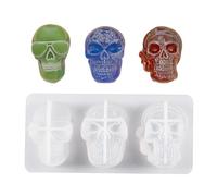 Moules en résine de tête de squelette 3D - Moules en silicone pour artisanat époxy - Moule en fonte de style horreur - Mini forme de crâne réaliste pour ornements - Décoration d'Halloween à la maison