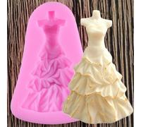 Moules en résine en forme de fleur, 7,6 x 5,3 cm, jolie robe de princesse, moule en silicone, moule à pâtisserie, décoration de gâteau, savon, accessoires de pâtisserie, dessert, fondant