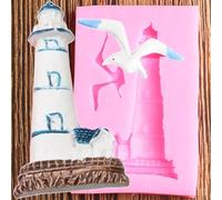 Moules en résine en forme de fleur, 8,6 x 5,7 cm, moules en silicone en forme de phare, mouette, fondant, outils de décoration de gâteaux, bonbons, argile, chocolat