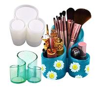 Moules en résine en silicone pour boîte de rangement, organisateur de maquillage unique, récipient à bijoux, moule époxy avec 3 emplacements, moule pour stylos, pinceaux, résine argile, décoration