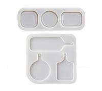 Moules en résine pour pendentif, plaque de moulage de bijoux, plateau de jeu, porte-clés avec trou de suspension, moule rond en silicone pour nourriture, boissons, bijoux, outil et famille