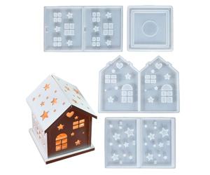 Moules en résine réutilisables, ensemble de moulage en silicone pour maison mignonne, moule de 7,17 x 5,24 pouces avec démoulage facile, outil d'artisanat en silicone flexible, mini moule de maison av