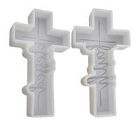 Moules en silicone, 2 moules en forme de croix bénie et de foi, en silicone antiadhésifs en forme croix, à bougies réutilisables pour la fabrication perles aromatiques