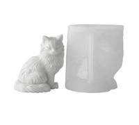 Moules en silicone 3D, moules en plâtre réutilisables antiadhésifs pour les projets de bricolage de chat Maine Coon - Blanc