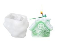 Moules en silicone 3D pour gâteaux, bougies, plâtre, chocolat, moule à fondant anti-adhésif pour travaux manuels, pâtisseries et décoration d'intérieur, forme de maison créative, compact