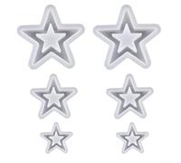 Moules en silicone 6 étoiles pour la cuisson de biscuits, gâteaux, fabrication de bijoux en résine, fabrication de bougies et modelage en argile polymère