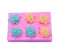Moules en silicone à 6 cavités en forme de petites fleurs pour décoration de gâteaux, fondants, biscuits, savons, sucre, pudding, chocolat, bonbons, dessert, bougie