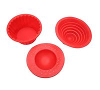 Moules en Silicone Alimentaire, Set de 3 Pcs, Rouge, Résistants à la Chaleur, Flexibles et Faciles à Nettoyer - Outils pour Gâteaux, Glaces, Mousse et Pâtisseries Maison