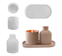 Moules en silicone avec formes - Lot de 4 petits vases, moule artisanal doux et flexible, design de plateau en silicone réutilisable avec libération douce pour art en plâtre avec résine | A