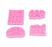 Moules en Silicone Bowknot Mignon Bowknot Couronne Style Design Qualité Alimentaire Antiadhésif Fondant Moules pour Gâteau Pain Chocolat Cuisson Rose 4 Pièces