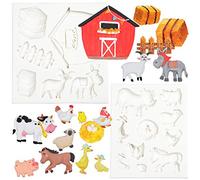 Moules en silicone d'animaux de la ferme pour moulage en résine époxy bricolage fondant fabrication de bijoux 2 ensembles